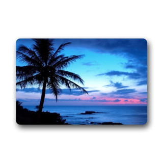 Palm tree silhouette sunset ocean 8 - against a sunset over the ocean free wallpaper