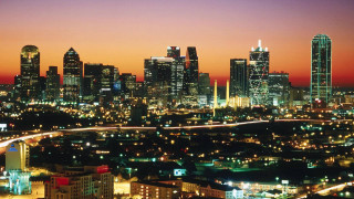 City skyline night orange glow 2 - the city free wallpaper