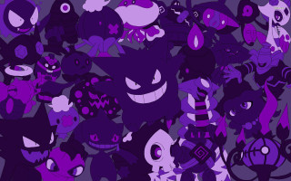 Cartoon characters purple black pattern - ayo free wallpaper