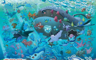 Cartoon fish swimming ocean rock - a cartoon of a group free wallpaper