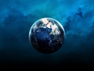 Blue black earth space stars - space free wallpaper