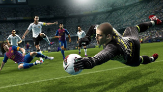 Man diving soccer ball game - foto realistic free wallpaper