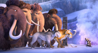 Animals snowy mountain background cloudy - a group of animals free wallpaper