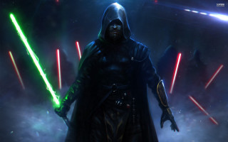 Man dark suit holding lightsabers - edward george handel lucas free wallpaper