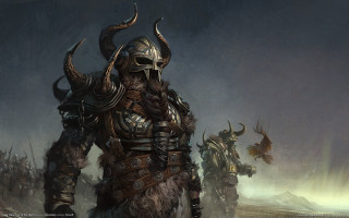 Armored men horns field grass - horn and horns free wallpaper