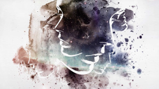Man woman black white background - space free wallpaper for desktop