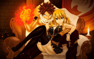 Anime couple chair fire candle - anime style free wallpaper