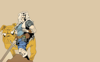 Cartoon character sword bear rock - a bear free wallpaper
