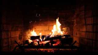 Fireplace bright flames blazing mantle - warm free wallpaper