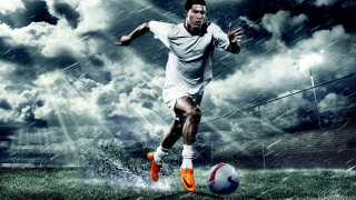 Man kicking soccer rainy cloudy - a man kicking free wallpaper