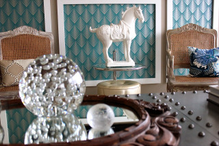 Horse statue table mirror vase - an art deco painting free wallpaper