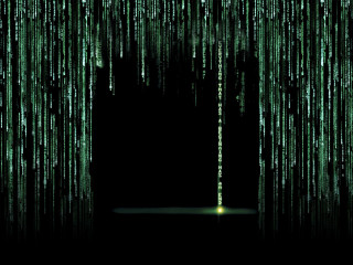 Dark room green numbers door - free cyberpunk wallpaper