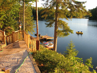 Dock boat rowboat lake trees - a person free wallpaper for desktop