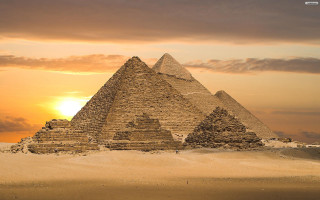 Pyramids sunset sand cloudy sky - the sand free wallpaper