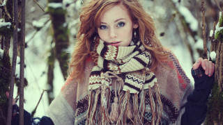 Woman scarf snow trees background - arabella rankin free wallpaper
