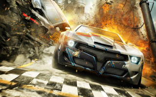 Car racing track flames hood - a race track free wallpaper
