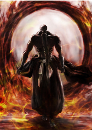 Man black dress fire ring - anime art free wallpaper