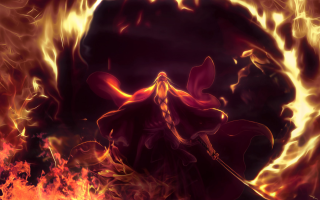 Woman red cape fire circle - a red cape free wallpaper
