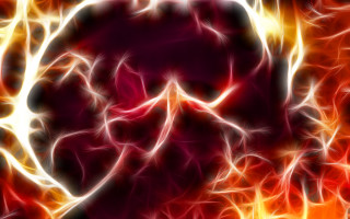 Human head flames red yellow - a white outline free wallpaper