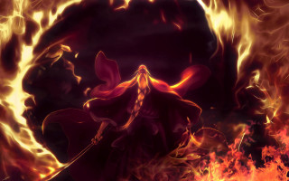 Woman red cape fire black - a red cape free wallpaper