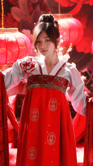 Woman red dress red background 2 - movie still free wallpaper