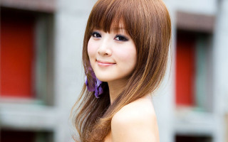 Woman long hair purple earrings 2 - a red door free wallpaper