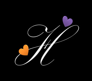 Hearts black background letter h - a minimalist painting free wallpaper