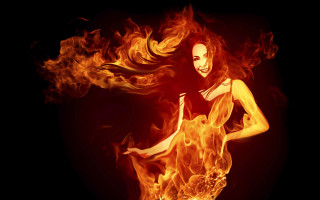 Woman mask fire arms spread - the wind free wallpaper for desktop