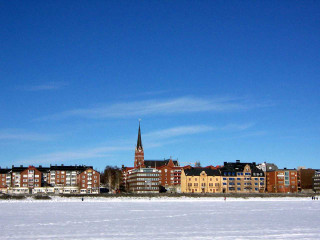 Snowy building clock tower cityscape - antipodean free wallpaper