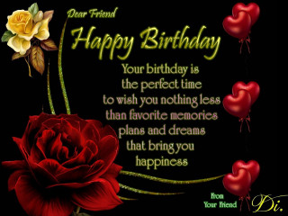 Happy birthday card rose hearts - a friend free wallpaper