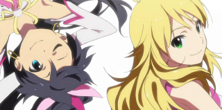 Blonde green eyed anime girls - a pink scarf free wallpaper