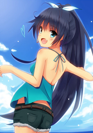 Girl black hair blue top - a blue top free wallpaper