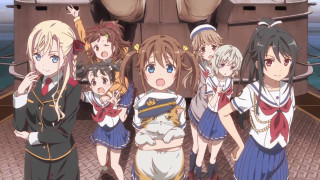 Anime girls boat ocean cat - their lap free wallpaper