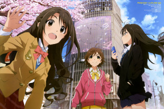 People building cherry blossoms woman - a pink shirt free wallpaper
