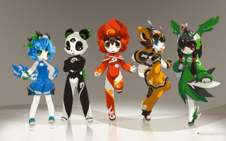 Cartoon characters group white surface 3 - a group of cartoon characters free wallpaper