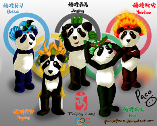Panda bears group sign chinese - pop surrealism free wallpaper