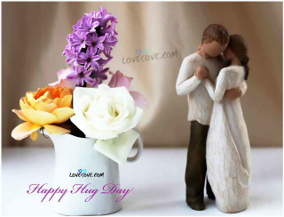 Couple hugging vase flowers happy - happy free wallpaper
