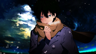 Man scarf looking sky stars - a scarf free wallpaper