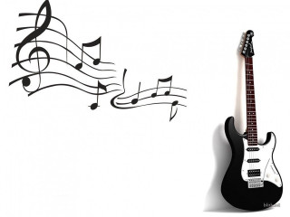 Guitar musical notes wall sticker - musical note free wallpaper