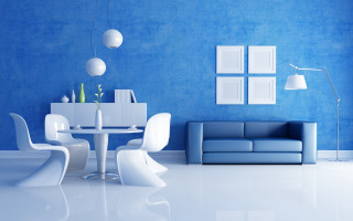 Blue room couch interior design 2 - the wall and a table free wallpaper