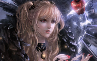 Blonde woman red eyes cellphone - red eyes holding free wallpaper