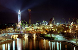 Night city bridge rollercoaster lights - david lachapelle free wallpaper