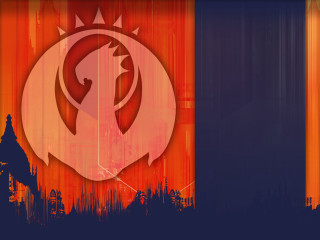 Clock tower red orange background - altermodern free wallpaper