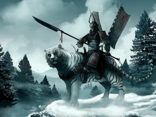 Man riding white tiger forest 2 - a sword and a sword free wallpaper