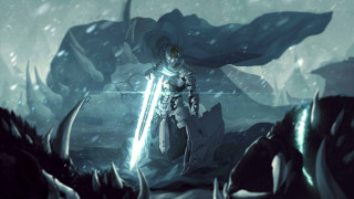 Man white suit cave sword - a cave free wallpaper