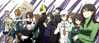 Anime characters group purple white - toyism free wallpaper