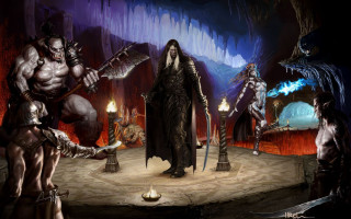 Demonic men stage torches demon - art of brom free wallpaper for desktop