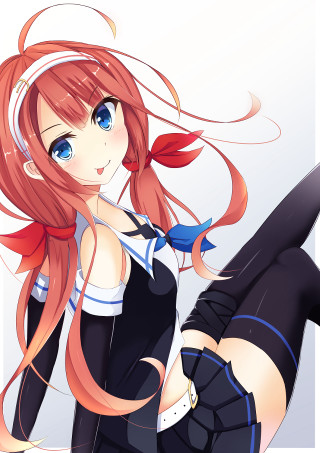 Red hair blue eyes anime 2 - the wind free wallpaper