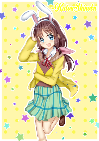 Girl yellow shirt skirt rabbit - yellow free wallpaper