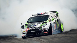 Green white car track smoke - tire free wallpaper